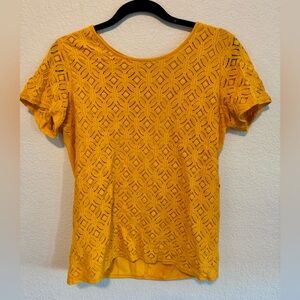 Crochet Front Gold Top